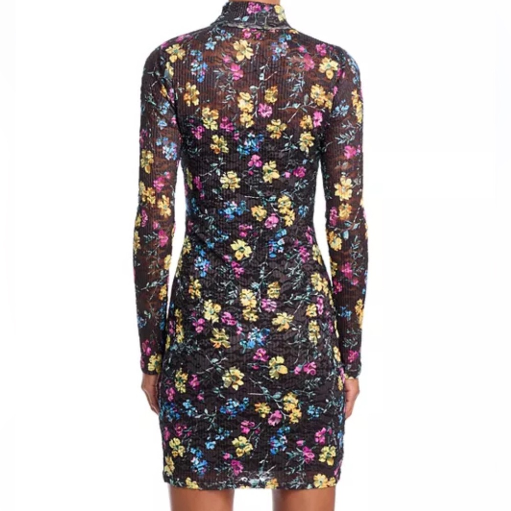 AQUA Puckered Lace Dress Floral/Mulit - Picture 4 of 14